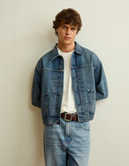 AE Relaxed Fit Denim Utility Jacket - Blue Powder