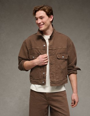 AE Relaxed Fit Denim Trucker Jacket - Brown
