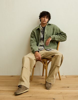 AE Relaxed Fit Denim Jacket - Olive Moss
