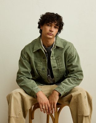 AE Relaxed Fit Denim Jacket - Olive Moss