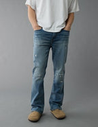 AE EasyFlex Patched Slim Bootcut Jean - Destroyed Medium Wash