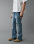 AE EasyFlex Patched Slim Bootcut Jean - Destroyed Medium Wash