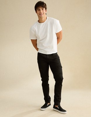 AE Athletic Skinny Patched Jean - Destroyed Black