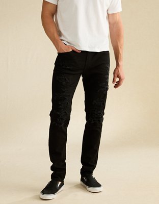 AE Ripped Skinny Jean - Rip And Repair Black