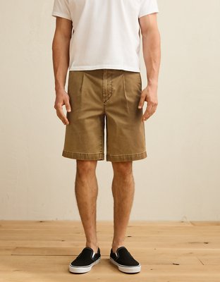 AE 9" Flex Loose Pleated Khaki Short - Toasted Almond