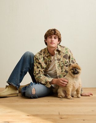 AE Boxy Fit Overshirt - Camo Green