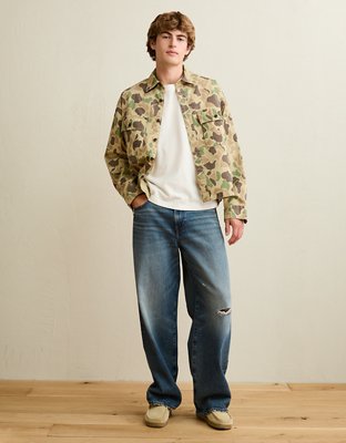AE Boxy Fit Overshirt - Camo Green
