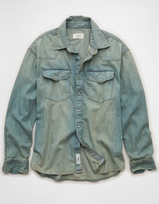 AE Relaxed Denim Western Shirt - Light Wash
