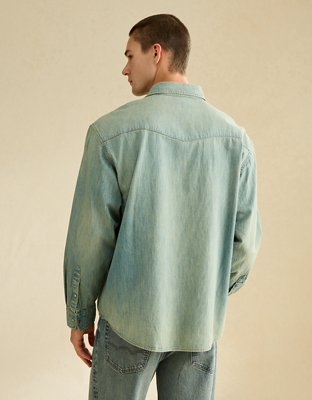 AE Relaxed Denim Western Shirt - Light Wash