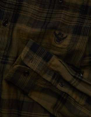 AE x Lamine Yamal Flannel Button-Up Shirt - Olive