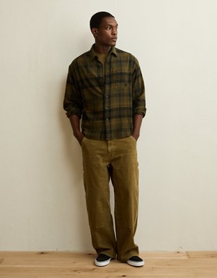 AE x Lamine Yamal Flannel Button-Up Shirt - Olive