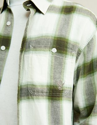 AE x Lamine Yamal Flannel Button-Up Shirt - Green Sand