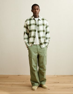 AE x Lamine Yamal Flannel Button-Up Shirt - Green Sand