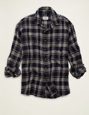 AE x Lamine Yamal Flannel Button-Up Shirt - Cerulean Blue