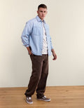 AE Relaxed Fit Denim Button-Up Shirt - Light Blue