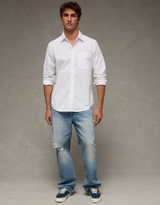 AE Slim Fit Poplin Button-Up Shirt - Air White
