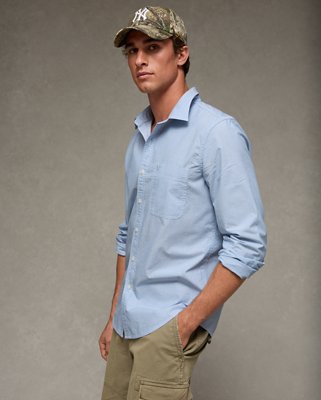 AE Slim Fit Poplin Button-Up Shirt - Cerulean Blue