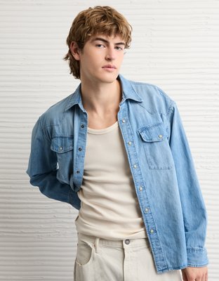 AE Relaxed Fit Western Denim Shirt - Horizon Sky