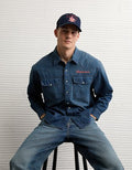 AE Relaxed Fit Budweiser Denim Button-Up Shirt - Washed Blue