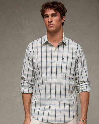 AE Slim Fit Poplin Button-Up Shirt - Cream