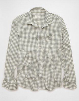 AE Standard Fit Poplin Button-Up Shirt - Green
