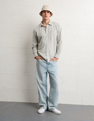 AE Standard Fit Poplin Button-Up Shirt - Green