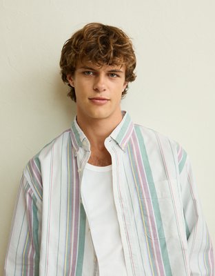 AE Relaxed Fit Oxford Button-Up Shirt - Olive Daze