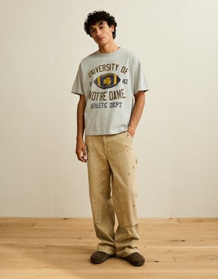 AE Boxy Fit Notre Dame Graphic T-Shirt - Gray Heather
