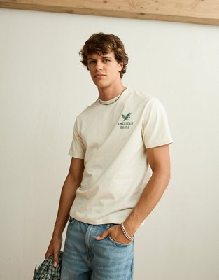 AE Standard Fit Graphic Logo T-Shirt - Bone Khaki