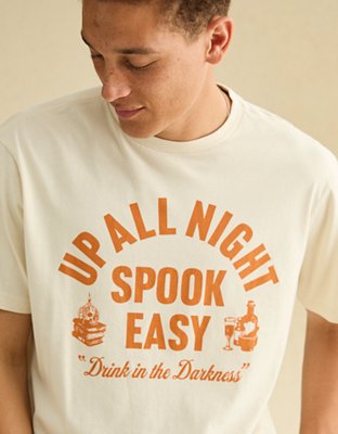 AE Standard Fit Halloween Graphic T-Shirt - Bone Khaki