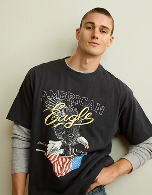 AE Boxy Fit Logo Graphic T-Shirt - Faded Black
