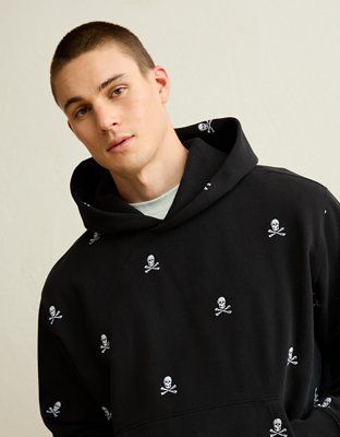 AE Laidback Luxe Embroidered Halloween Hoodie - Black