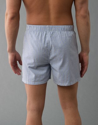 AEO Men's Striped Stretch Boxer Short - Blue