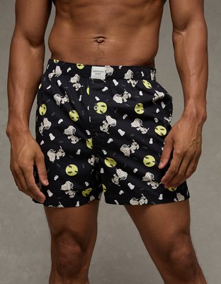 AEO Men's Halloween Snoopy Stretch Cotton Boxer Short - Black Obsidian
