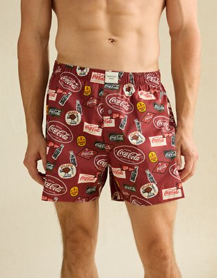 AEO Men's Coca-Cola Stretch Cotton Boxer Short - Rustic Red
