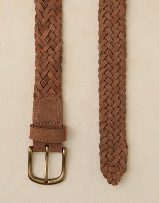 AE Braided Suede Belt - Dark Tan