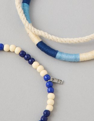 AE Beaded & Braided Bracelet 3-Pack - Navy