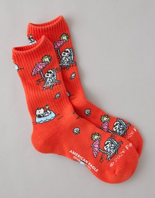AE Snoopy Beach Crew Socks - Saturn Peach