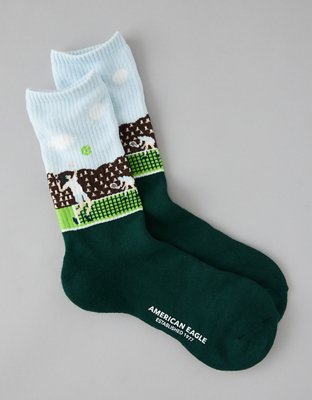AE Graphic Crew Socks - Green