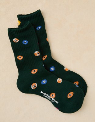 AE Graphic Crew Socks - Leaf Green
