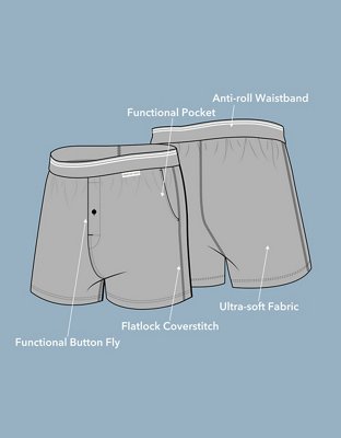 AEO Men's Poplin Plaid Classic Pocket Boxer Short - Blue
