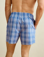 AEO Men's Poplin Plaid Classic Pocket Boxer Short - Blue