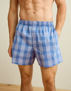 AEO Men's Poplin Plaid Classic Pocket Boxer Short - Blue