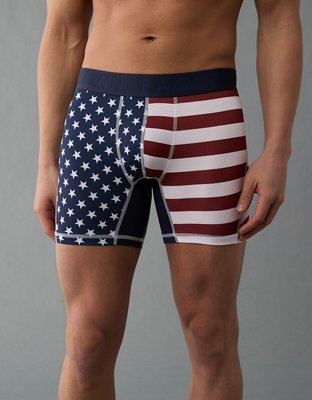 AEO Men's Stars & Stripes 6" Classic Cotton Boxer Brief - Navy