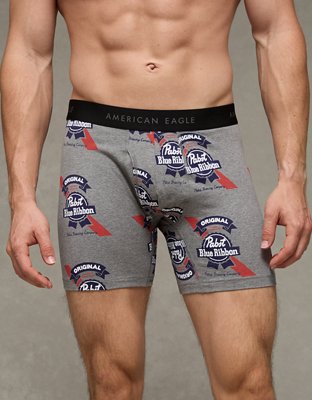 AEO Men's Pabst Blue Ribbon 6" Classic Cotton Boxer Brief - Heather Gray