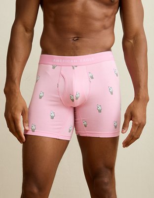 AEO Men's Snoopy 6" Classic Cotton Boxer Brief - Pink