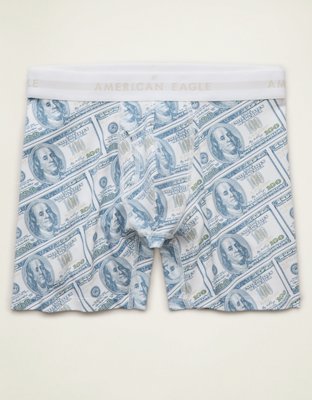 AEO Men's Dollar Bills 6" Classic Boxer Brief - White