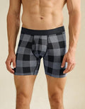AEO Men's Plaid 6" Classic Cotton Boxer Brief - Grey