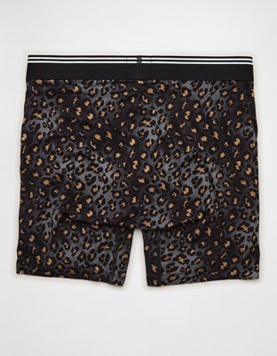 AEO Men's Leopard Print 6" Ultra Soft Boxer Brief - Charcoal Ash
