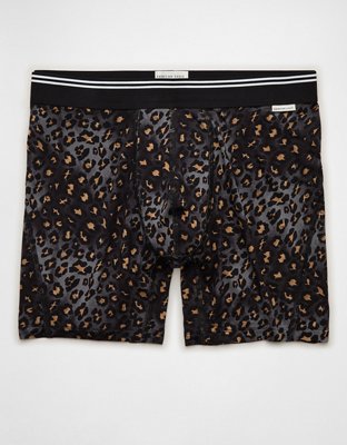 AEO Men's Leopard Print 6" Ultra Soft Boxer Brief - Charcoal Ash